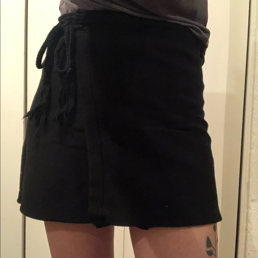 Black wrap mini skirt